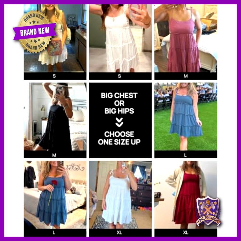 Spaghetti Strap Flowy Boho Dress Summer Wedding Guest Beach Sundress - Picture 6 of 7